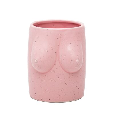 PINK TITS FLOWER VASE - HAND PAINTED HF