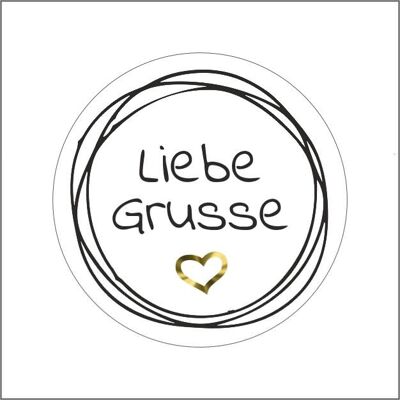 Liebe Grusse - étiquette de souhait - rouleau de 500 pièces