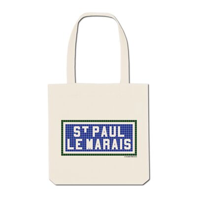 Bedruckte Tragetasche „St Paul le Marais“ – Ecru