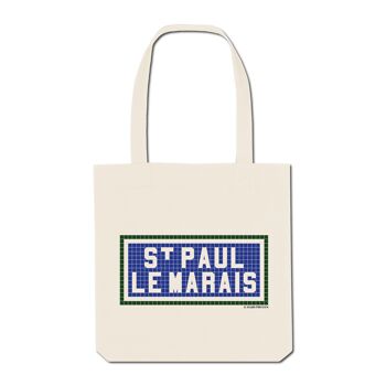 Tote Bag Imprimé St Paul le Marais - Ecru 1