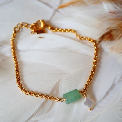 Bracciale Shubhkari con avventurina e trifoglio