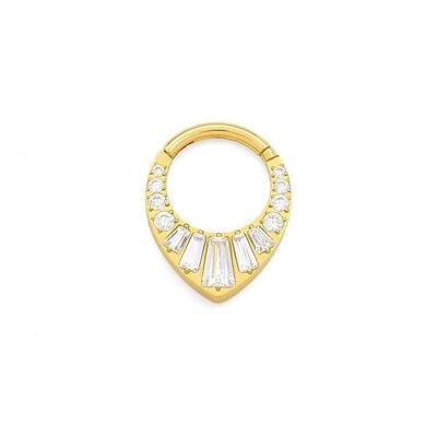 Pendiente Piercing Titanio Earcuff Triángulo Invertido 13 Strass Baguette