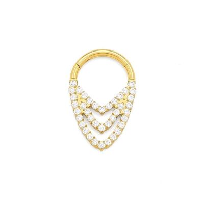 Pendiente Piercing Titanio Earcuff Anillo Cadena Diamantes de imitación redondos