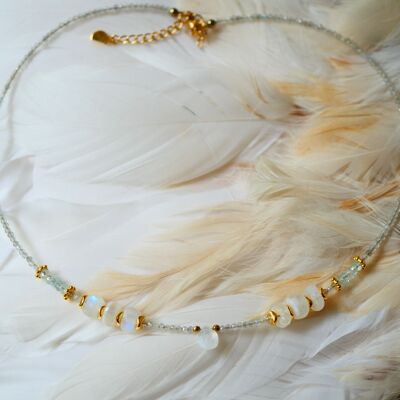 Collana Devak con labradorite e pietra di luna