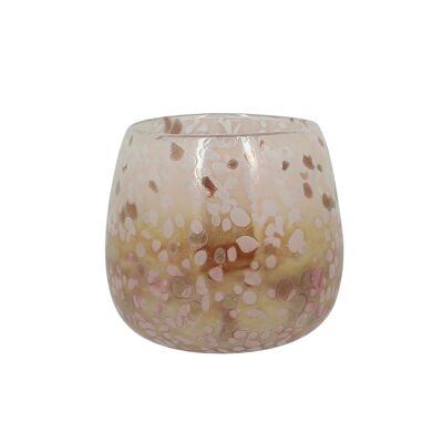 POT EN VERRE SOUFFLÉ ROSE POUDRÉ 15X12CM COPPRA