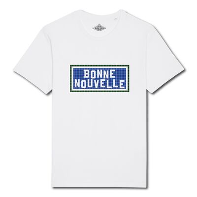 T-Shirt mit Aufdruck „Good News“ – Weiß
