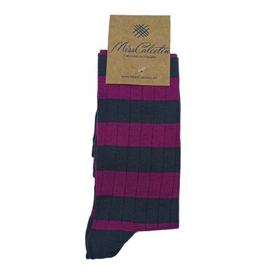 Miss Anthracite Barsa Striped High Top Socks