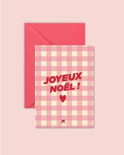 Carte de noël - Joyeux Noël coeurs