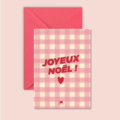 Carte de noël - Joyeux Noël coeurs