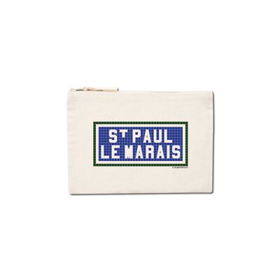 Bedruckter Beutel „St Paul le Marais“ – Ecru