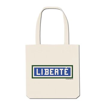 Tote Bag Imprimé Liberté - Ecru 1