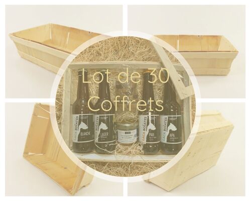 Lot de 30 coffrets en bois avec couvercle transparents pour vos compositions: paniers garnis, coffrets cadeau, corbeilles etc