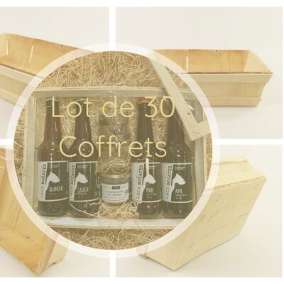 Lot de 30 coffrets en bois avec couvercle transparents pour vos compositions: paniers garnis, coffrets cadeau, corbeilles etc