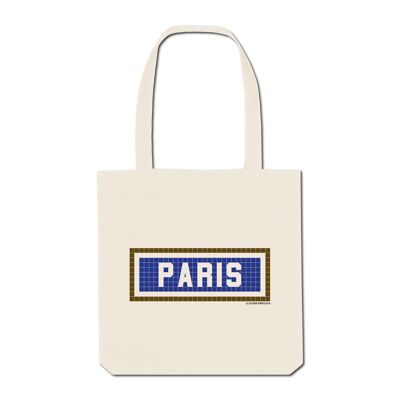 Einkaufstasche mit Paris-Print – Ecru
