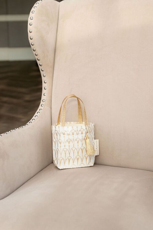 Fabric Gift Bags Tote Style - Vanilla Art Deco (Small)