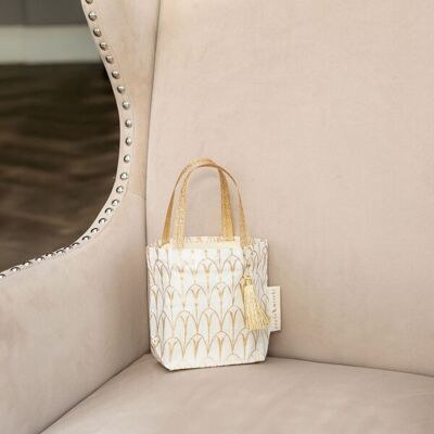Fabric Gift Bags Tote Style - Vanilla Art Deco (Small)