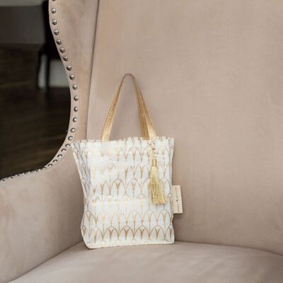 Fabric Gift Bags Tote Style - Vanilla Art Deco (Medium)