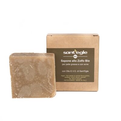 Organic sulfur soap with extra virgin olive oil, 100 g (Pack of 6 pieces)