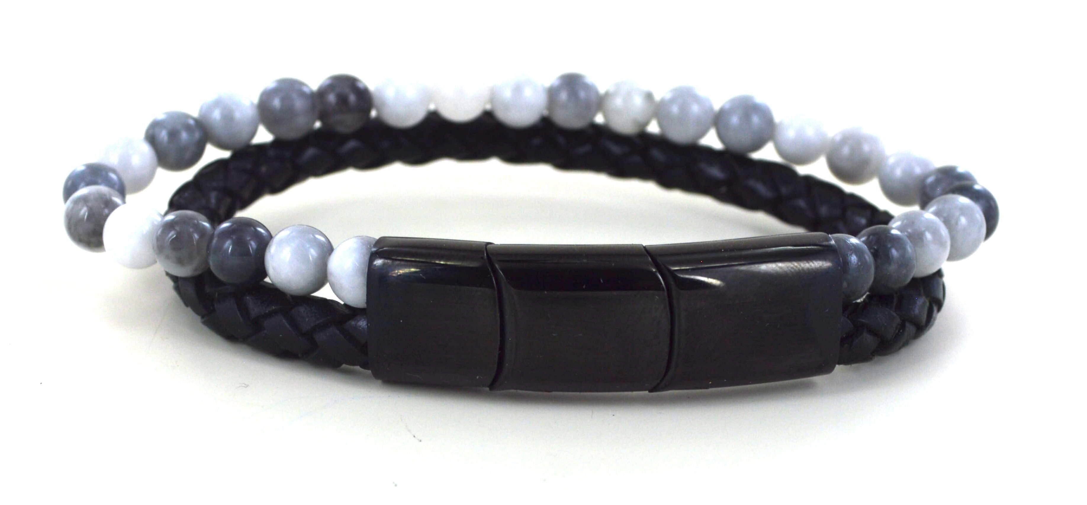 Bracciale in pelle e pietre