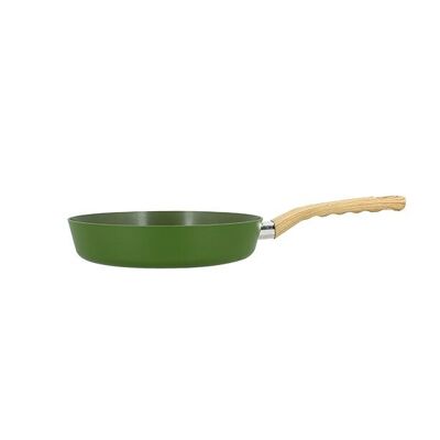 24cm olive frying pan in aluminum induction wood effect handle