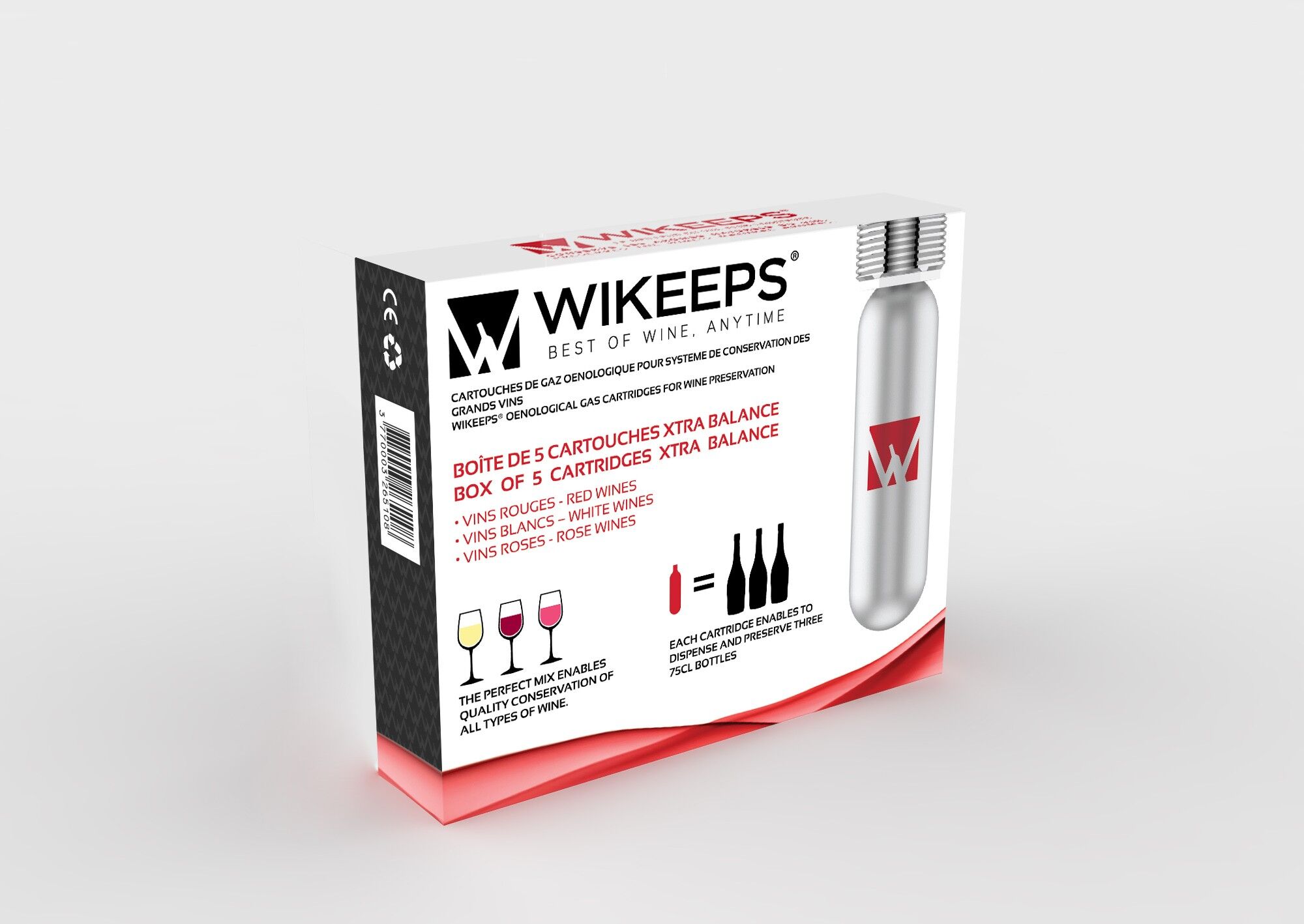 Pack 5 cartuchos de gases enológicos (argón / CO2)