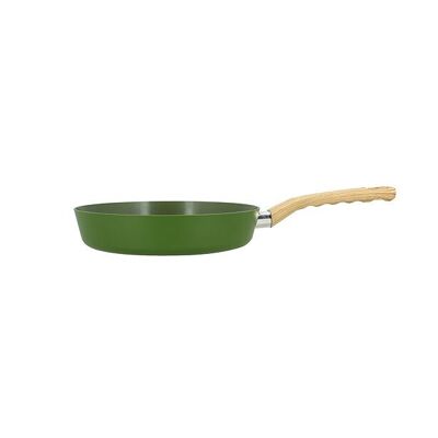 Olive frying pan 28cm in aluminum with wood effect handle