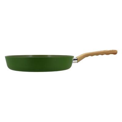 Olive frying pan 28cm in aluminum with wood effect handle