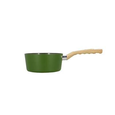 Cacerola oliva 18cm en aluminio inducción mango efecto madera