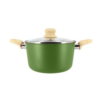 Faitout olive 20cm en aluminium induction avec couvercle en verre