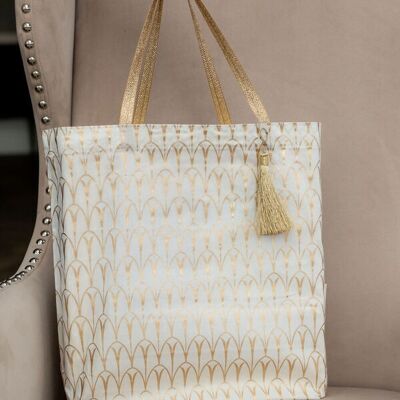 Fabric Gift Bags Tote Style - Vanilla Art Deco (Large)