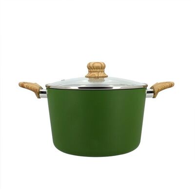 Olive stewpot 24cm in aluminum induction with glass lid