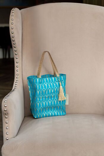 Sacs-cadeaux en tissu Style fourre-tout - Turquoise Art Déco (Moyen) 1