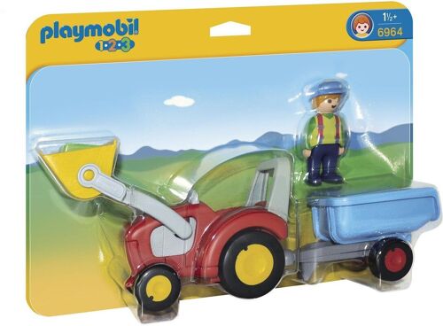 Playmobil 6964 - Fermier avec Tracteur et Remorque 1.2.3