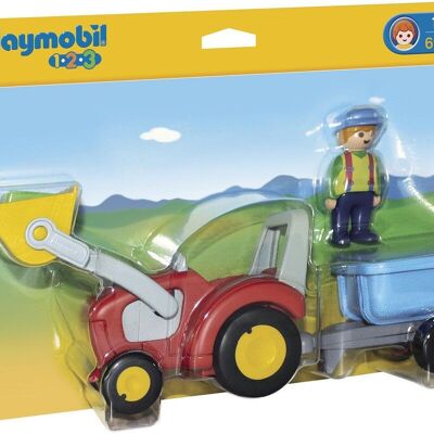 Playmobil 6964 - Fermier avec Tracteur et Remorque 1.2.3