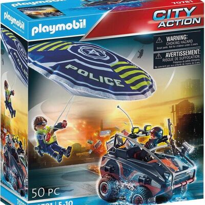 Playmobil 70781 - Policía con Paracaídas y Quad Bandit