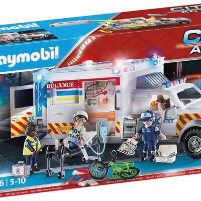 Playmobil 70936 - Ambulanza con soccorritore e ferito