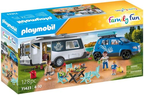 Playmobil 71423 - Famille avec Voiture et Caravane