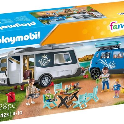 Playmobil 71423 – Familie mit Auto und Wohnwagen