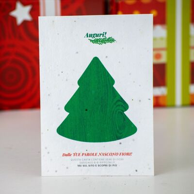 8 Christmas Greeting Cards in semi paper: The Love for the Planet Grows with Every Word