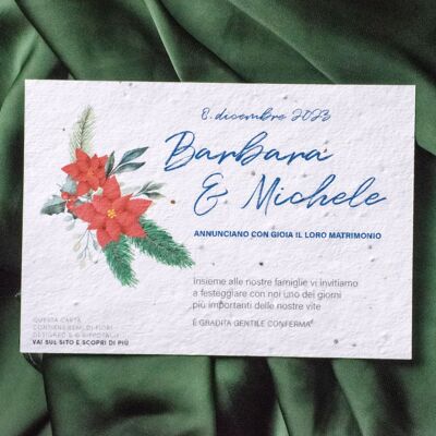 Kit of 8 semi paper invitations - A wedding with the environment even at Christmas