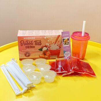 Bubble Tea Kits - Perle de Litchi & Nectar de Fraise & thé au jasmin (6 boissons, pailles incluses) 3