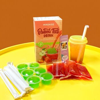 Bubble Tea Kits - Perle de Pomme Verte & Nectar de Fraise & Thé au Jasmin (6 boissons, pailles incluses) 4