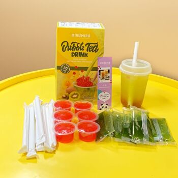 Bubble Tea Kits - Perle de Pêche & Nectar de Kiwi & Thé Oolong (6 boissons, pailles incluses) 2