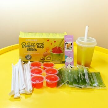 Bubble Tea Kits - Perle de Pêche & Nectar de Kiwi & Thé Oolong (6 boissons, pailles incluses) 3