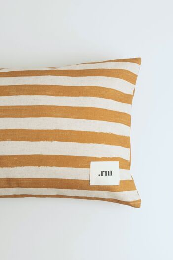 Coussin rectangle à rayures MOUTARDE - .rm 3