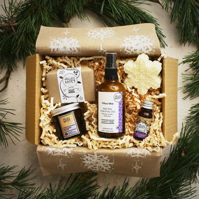 Relax + Sleep Well Gift Box with natural pure lavender