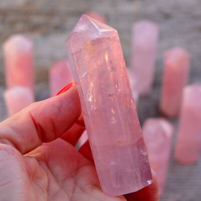 Lotto di obelisco di cristallo di quarzo rosa (90 mm) 5 pezzi