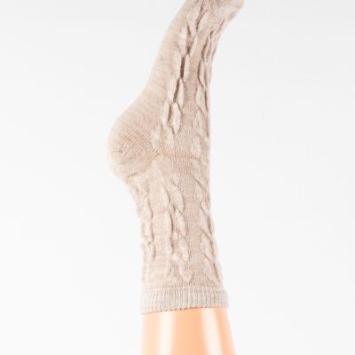 Calcetines cortos de mujer en lana trenzada.