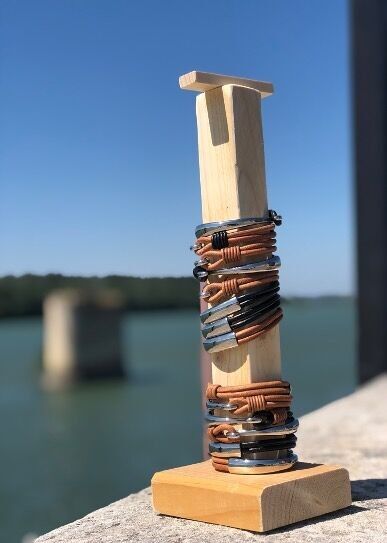 Bracciale in pelle da 12 mezzi bangle + espositore