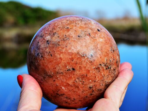 XXL Orange Calcite Crystal Sphere (65mm - 95mm)